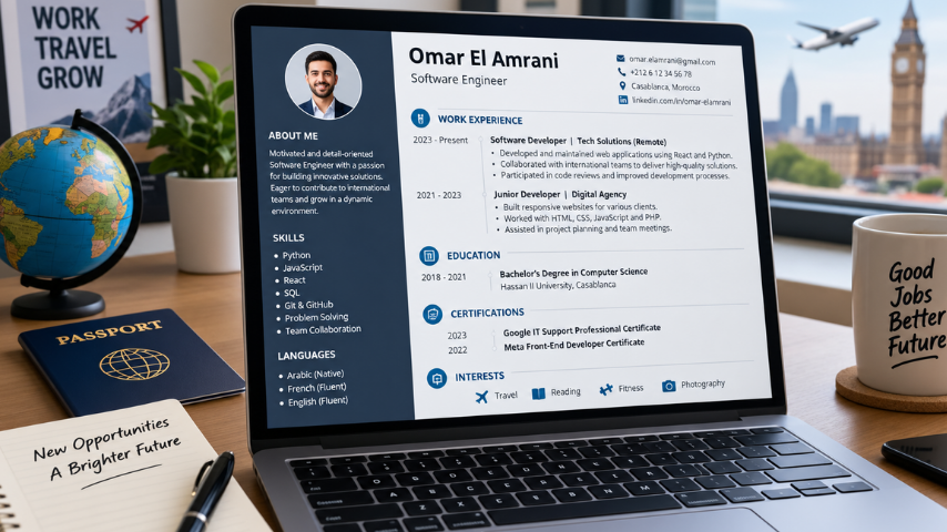 تجهيز سيرة ذاتية للحصول على عقد عمل في أوروبا والمملكة المتحدة